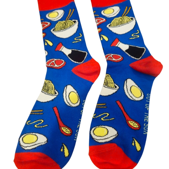 Source Unknown Casual Socks Blue and Red Ramen Design NWOT One Size - Picture 2 of 4